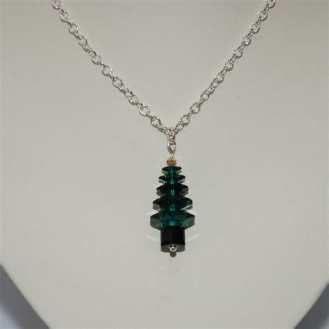 Swarovski Crystal Christmas Tree Pendant Necklace On Sterling Silver Chain Scottish Princess