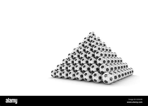 Tens Of Soccer Balls Forming A Pyramid Stock Photo Alamy