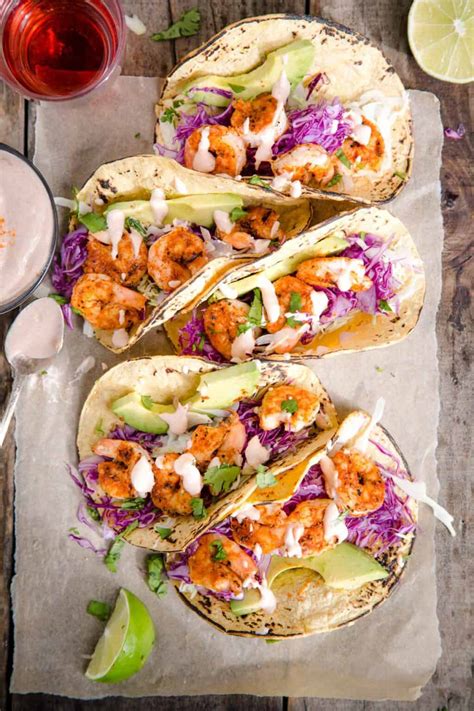 Grilled Shrimp Tacos with Lime Crema - Vindulge