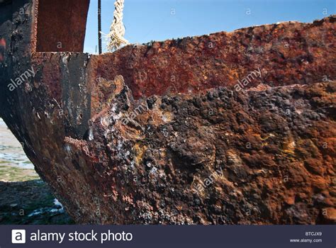 Old Rusty Barge Breaking On River Orwell Pin Mill Suffolk Stock Photo