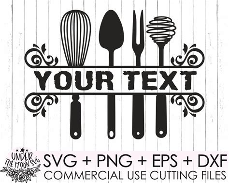 Kitchen Split Frame SVG Kitchen Monogram Svg Flourish Etsy