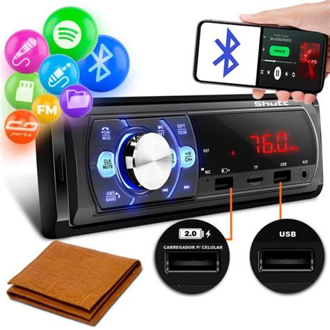 Som Automotivo MP3 Player Shutt Denver 2 USB Bluetooth Carteira Em