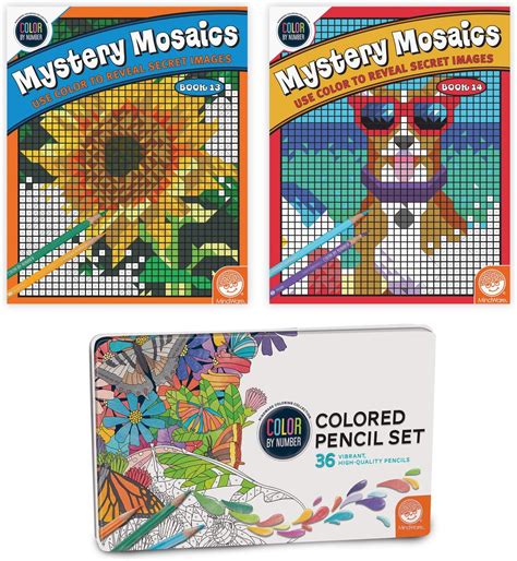 Buy Mindware Color By Number Mystery Mosaics Books 13 And 14 With 36