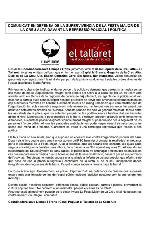 Alerta Solid Ria On Twitter Rt Eltallaret Comunicat En Defensa De