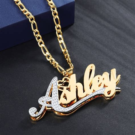 Double Plated Name Necklace Custom Name Necklace Nameplate Necklace