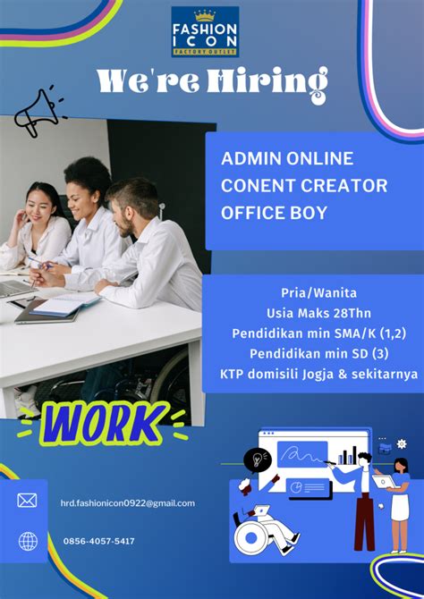 Lowongan Kerja Admin Online Content Creator Office Boy Di Fashion