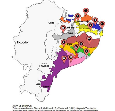 Mapa de las Nacionalidades Indígenas de Ecuador Territorio Indígena y