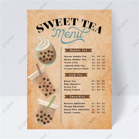 Retro Milk Tea Shop Menu Design Template Download on Pngtree