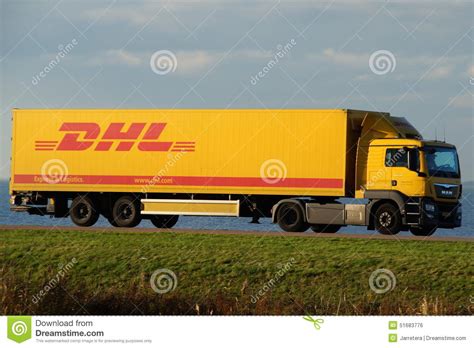 Dhl Delivery Truck At Dusk Editorial Photo Image Of Dawn