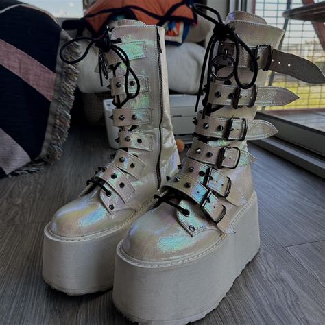 Pearl Iridescent Demonias Damned Light Scuffs Depop