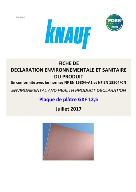 PDF FICHE DE DECLARATION ENVIRONNEMENTALE ET SANITAIRE DU