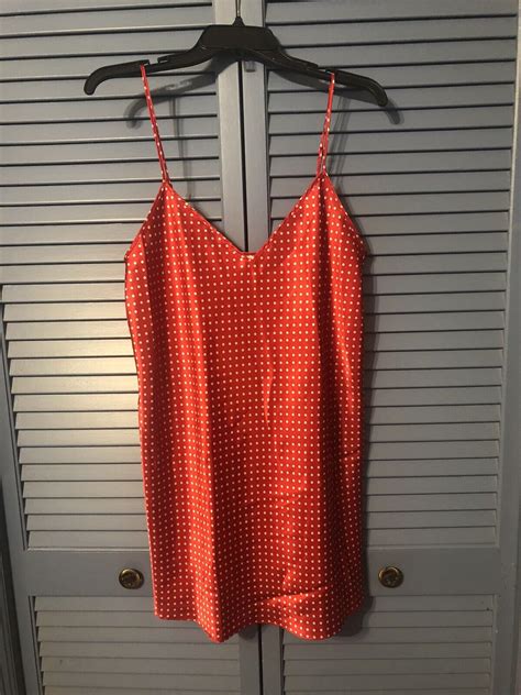 Cacique Lingerie Satan Red White Polka Dot Nightie G Gem