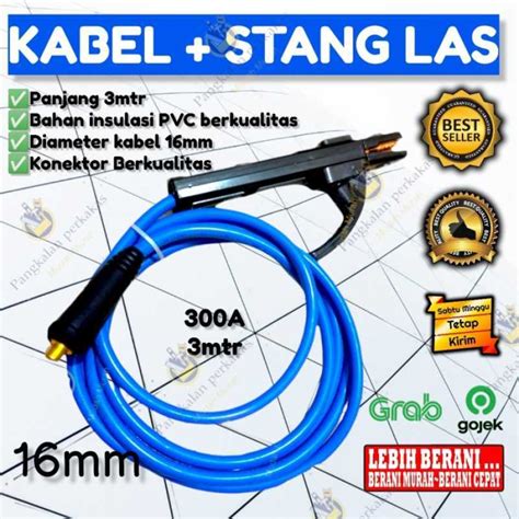 Promo KABEL LAS SET 16mm PANJANG CUSTOM KABEL STANG LAS 4 MTR 8 MTR