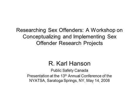 Researching Sex Offenders A Workshop On Conceptualizing And