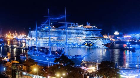 Kreuzfahrt Festival Hamburg Cruise Days Feiern Höhepunkt Mit Lichtshow