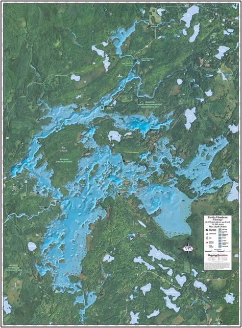 Turtle Flambeau Flowage Enhanced Wall Map Mapping Specialists Limited