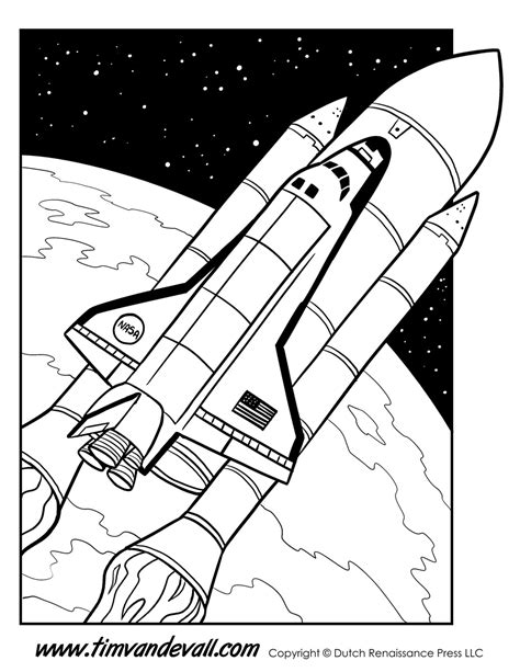 Space Shuttle Coloring Page Tims Printables