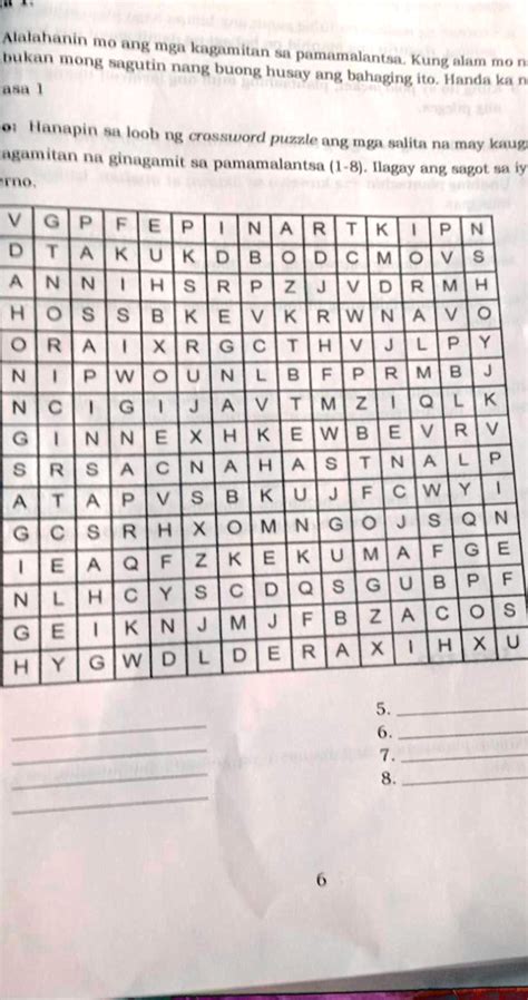 SOLVED Pa Anwerpanuto Hanapin Sa Loob Ng Cross Word Puzzle Ang Mga