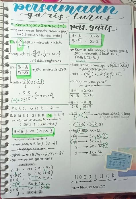 Persamaan Garis Lurus Kelas Matematika