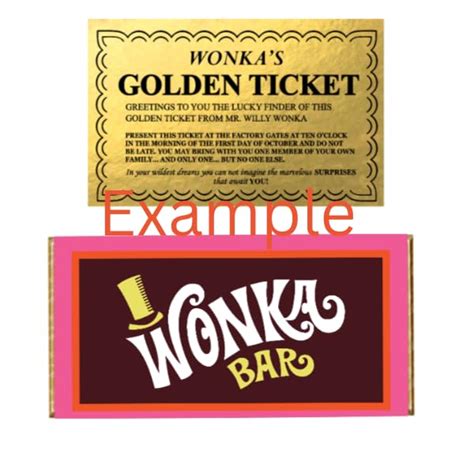 Buy Custom Made Wonka Bar Themed Novelty Chocolate Bar Wrapper Golden