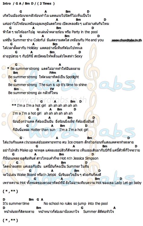 Hot Girlsคอรด คอรด Hot Girls Lydia