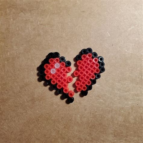 Heart Matching Couple Perler Bead Keychainmagnet Etsy