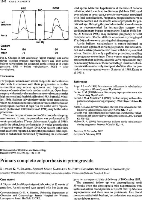 Primary Complete Colporrhexis In Primigravida Sharma 1993 BJOG