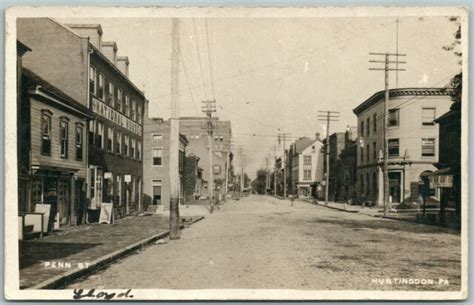 Huntingdon Pa Penn Street 1907 Antique Real Photo Postcard Rppc Ebay