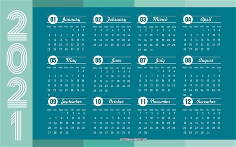 Download wallpapers Blue 2021 Calendar, 4k, 2021 concepts, 2021 all ...