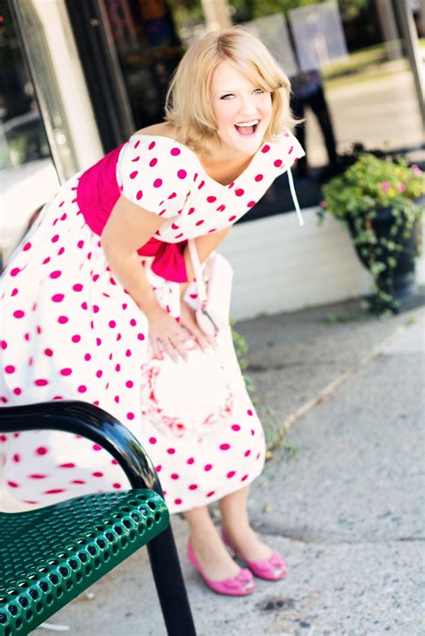 Women S Pink And White Polka Dot Dress And Pink Patent Leather Pumps