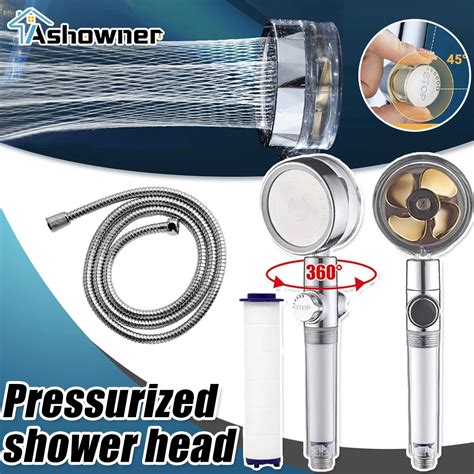 Propeller Shower Head High Preassure Water Saving Flow Showerhead Turbo