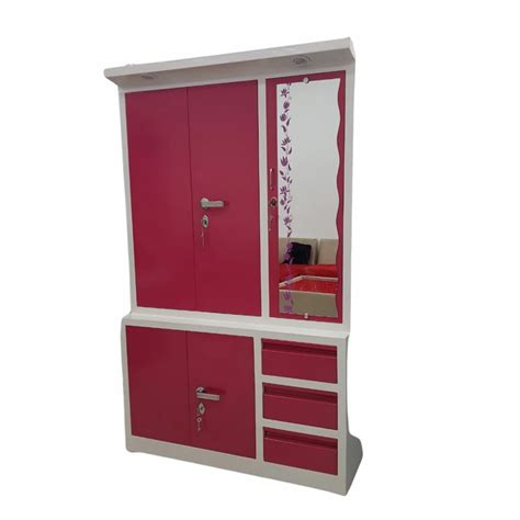 With Locker Stainless Steel Double Door Mirror Almirah Shelves At Rs