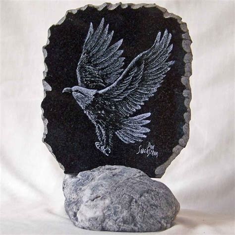 Etched Eagle Granite Plaque