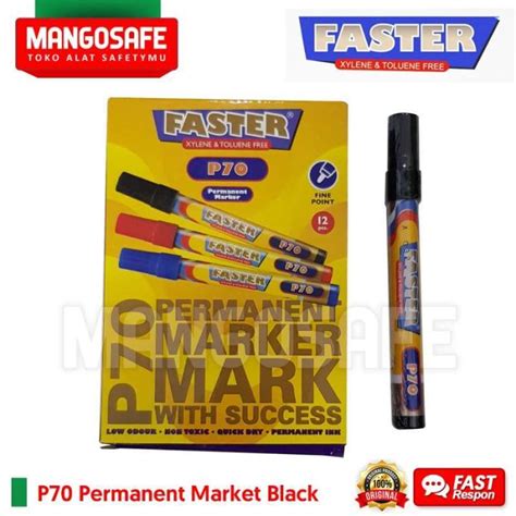 Jual Spidol Permanen Hitam P70 FASTER Permanent Market Black Ecer Di