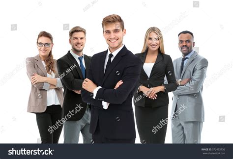 Group Smiling Business People Isolated Over Stock Photo