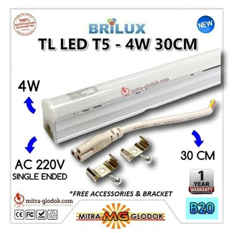 LED Neon Pendek TL T5 Tube AC 220V 4W 30 Cm WHITE Brilux Single E