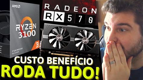 ESSE PC RODA TUDO RYZEN 3 3100 RX 570 PC CUSTO BENEFÍCIO PRA JOGAR