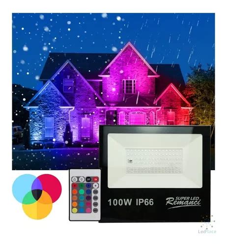 Foco LED De Color Bivolt Rgb De 100 W Con Control De Color De Carcasa