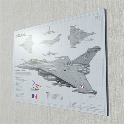 Dassault Rafale POSTER Blueprint French Air Force Armée De L air Et De