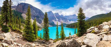 Lake Moraine Banff National Park Stock Image Image Of Panorama Lake