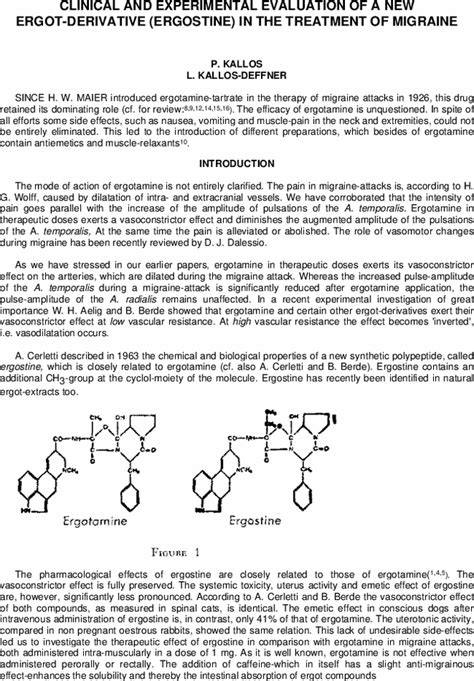 Clinical And Experimental Evaluation Of A New Ergot‐derivative