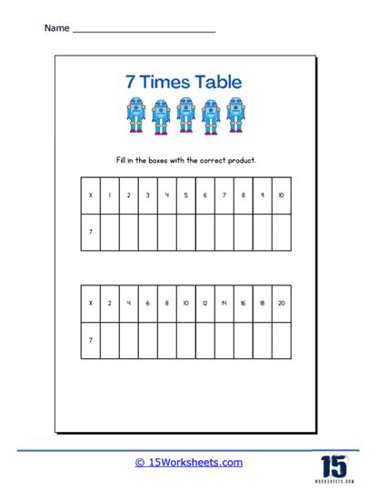 7 Times Tables Worksheets 15