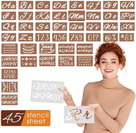 Alphabet Stencils 45 Pcs Plastic Reusable Letter Stencils For Crafts