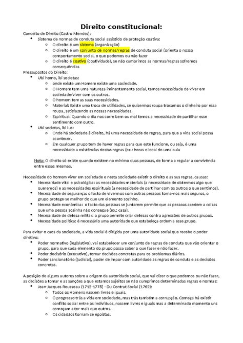 Introdução ao direito resumos Direito constitucional Conceito de