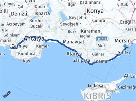 Mersin Erdemli Fethiye Mu La Aras Ka Km Yol Tarifi