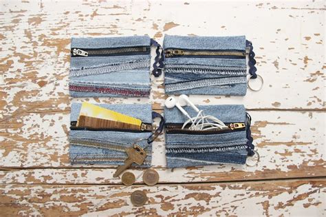 Denim Coins Purse Recycled Denim Wallet Small Denim Pouch Denim