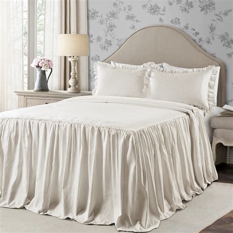 Ticking Stripe 3 Piece Bedspread Set