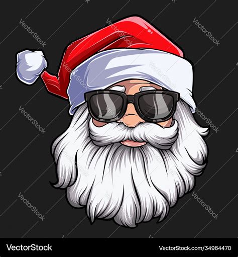 Christmas santa claus face with sunglasses Vector Image