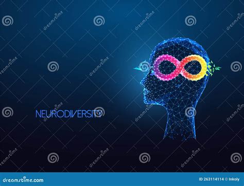 Futuristic Neurodiversity Concept With Human Head An Rainbow Color