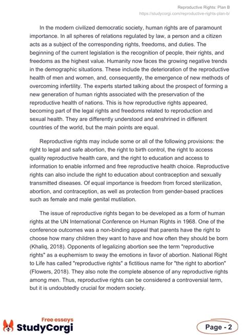 Reproductive Rights Plan B Free Essay Example